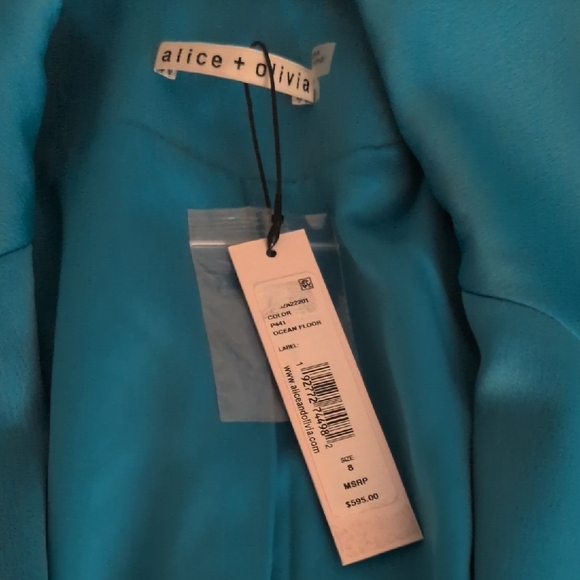 NWT Alice + Olivia Blue Blazer Sz 8 Color Ocean Floor - Picture 6 of 12